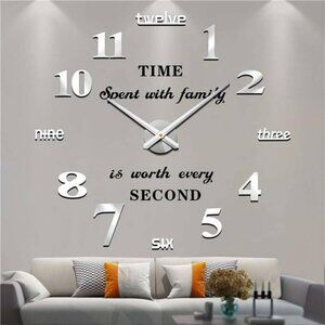 Large Wall Clocks for Living Room Decor DIY Wall Clock Modern 3D Wall Black